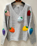 MC040 Gray Soft Comfy Sweater w/Strawberries LOOWIE
