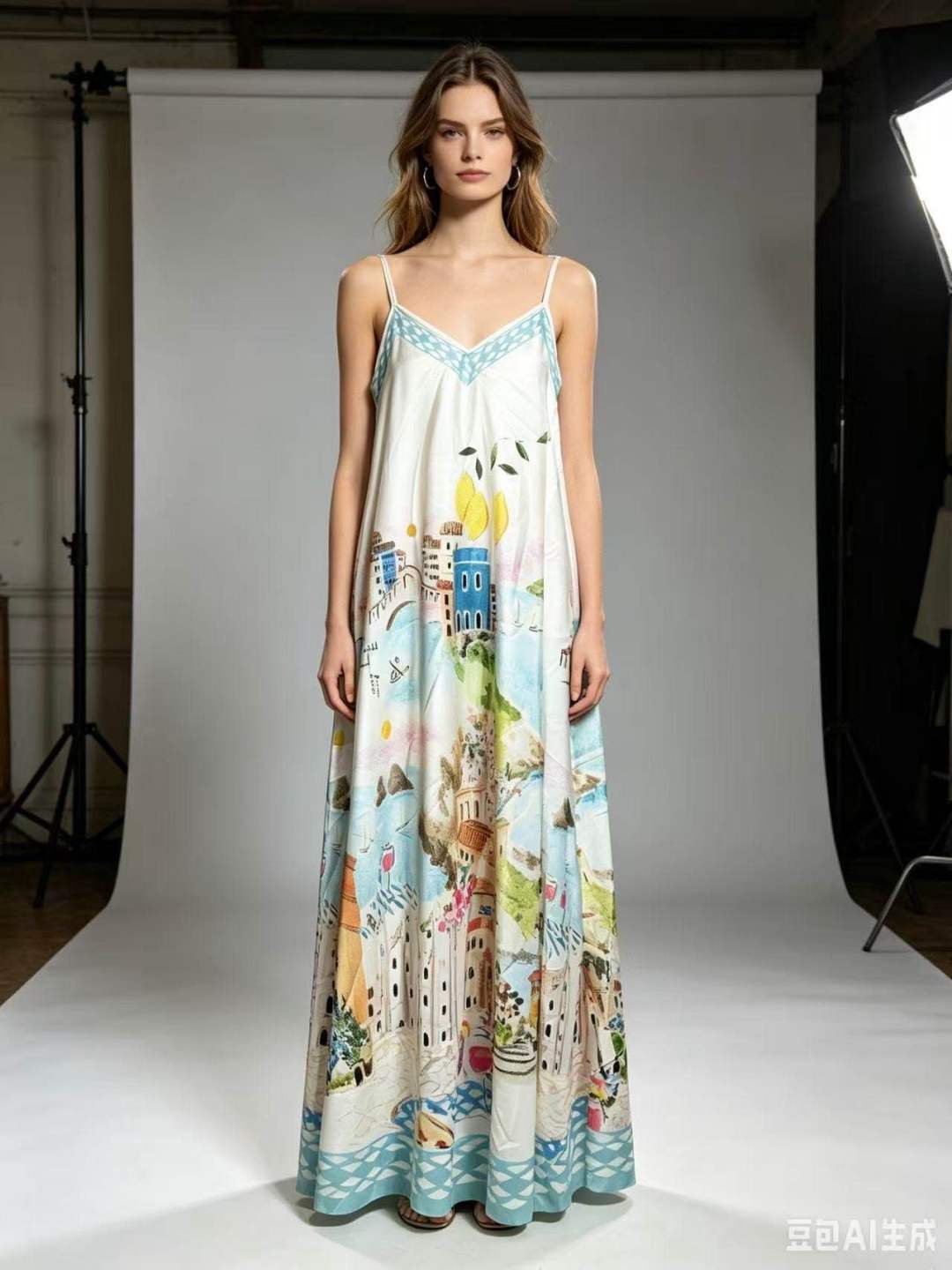 CRACAQ Amalfi Coast Maxi Dress Aqua