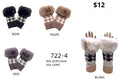 722 Houndstooth  Fingerless Fake Fur Gloves LOOWIE
