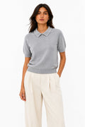 LUPCP3 Grey Pearl Collar Sweater