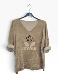 VM95 Taupe Sequin Amour Sweater