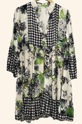 9802VB Black Floral and Gingham Tiered Dress LOOWIE