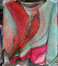 C1007 Tie-dye Aqua  Round Knit Long Sleeves Sweater