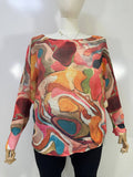 Z995 Abstract Spots Round Knit Printed Sweater LOOWIE