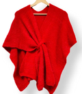 22234 Italian Knit Red Cozy Warm Poncho with Loop LOOWIE