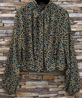 ELLEA Italian One Size Green Leaves Printed Blouse LOOWIE