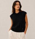 LUCKV2 Black Cable Knit Vest