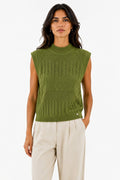 LUJKT9 Olive Jacquard Knit Tank Top