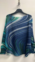 VIWAG GREEN Wavy Round Neck Knit Printed Sweater