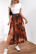 ESSBR One Size Italian Autumn Ember Floral Slit Maxi Skirt