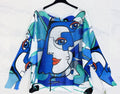 Z2002 Blue " Picasso" Knit Printed Sweater Long Sleeves