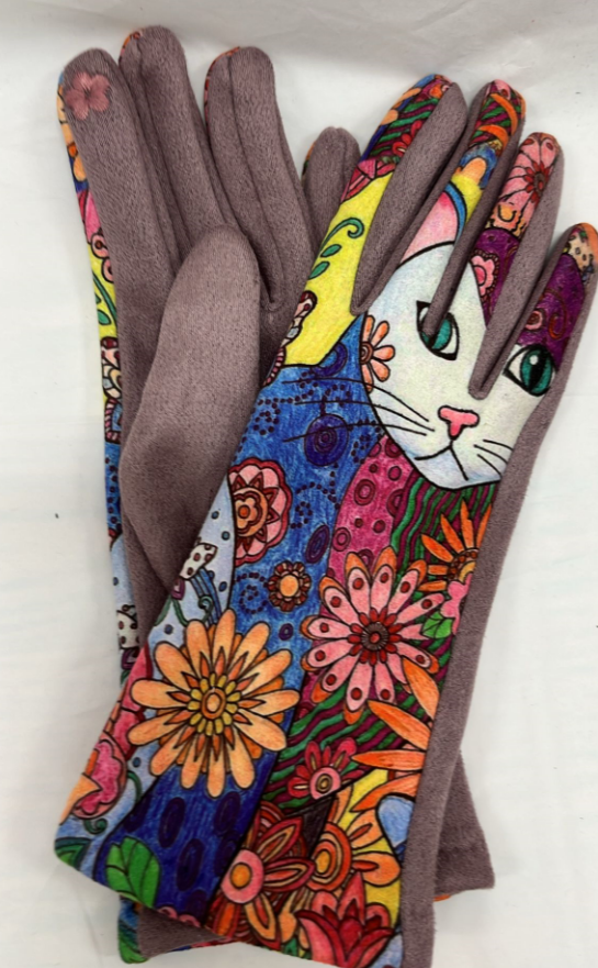 CAT7 One Size Taupe Cats Touch Screen Gloves LOOWIE