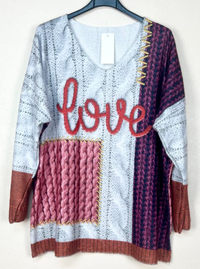 POLO Italian Cozy Gray LOVE Sweater One Size LOOWIE