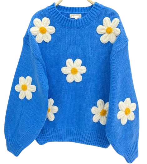 L79 Cozy Blue Daisy Knit Sweater Pack with 2 Sizes