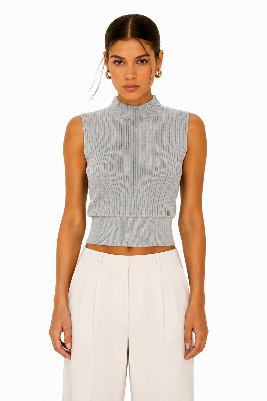 LURTS3 Grey Ribbed Turtleneck Sweater