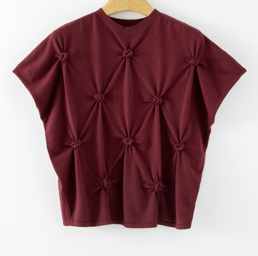 LUHPS6 Burgundy Handmade Pintuck Sweater