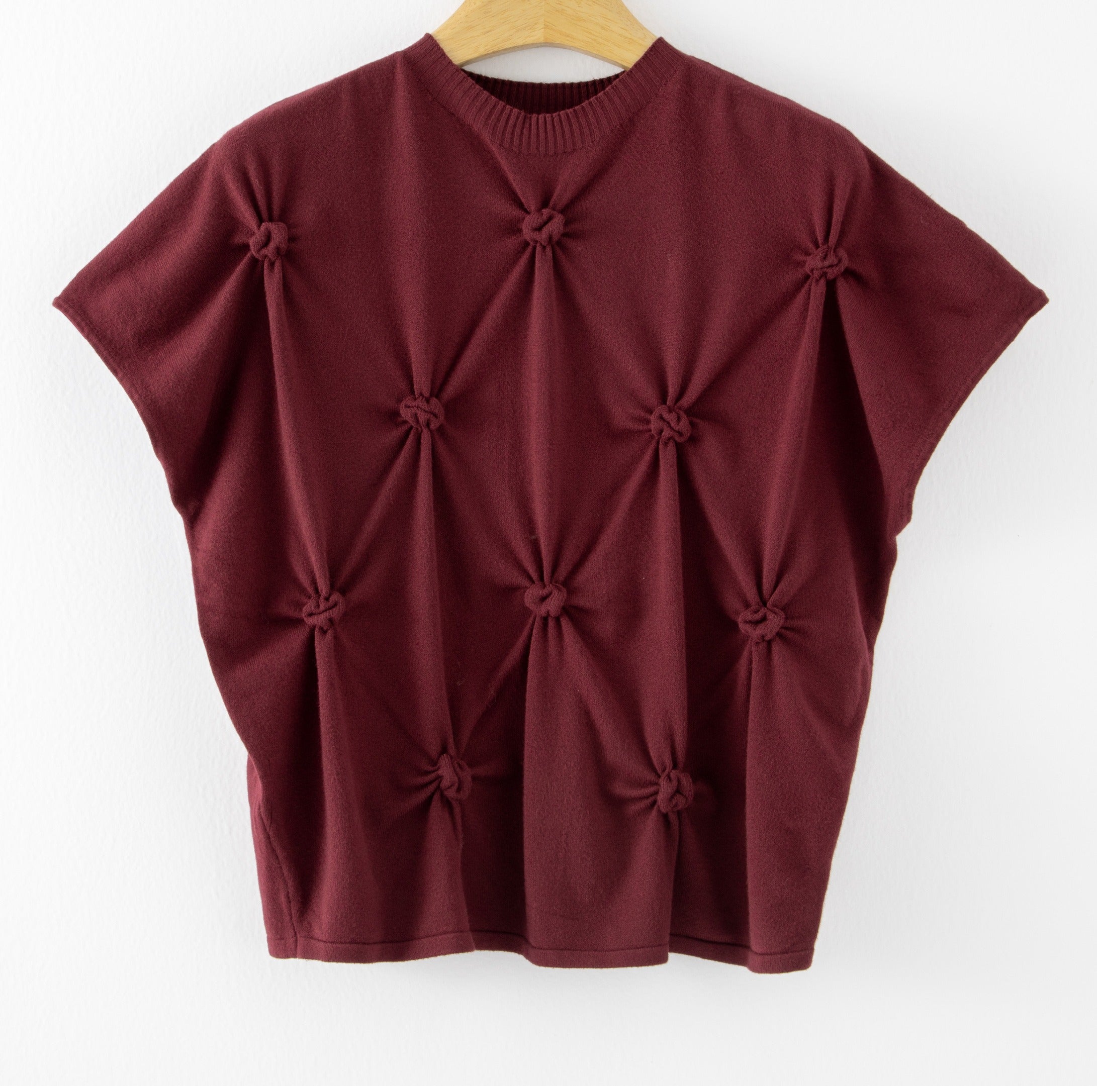 LUHPS6 Burgundy Handmade Pintuck Sweater