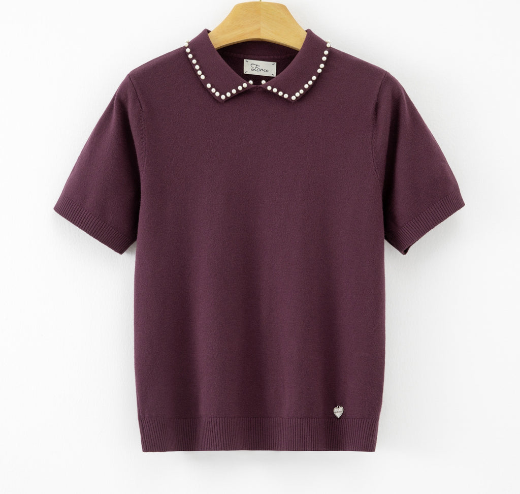 LUPCP10 Purple Pearl Collar Sweater