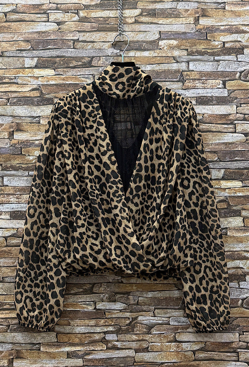 ES151 Brown Leopard Print Blouse