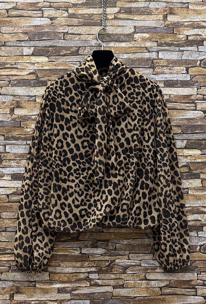 ES151 Brown Leopard Print Blouse