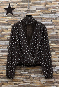 ES148 Dark Brown Polka Dot Blouse