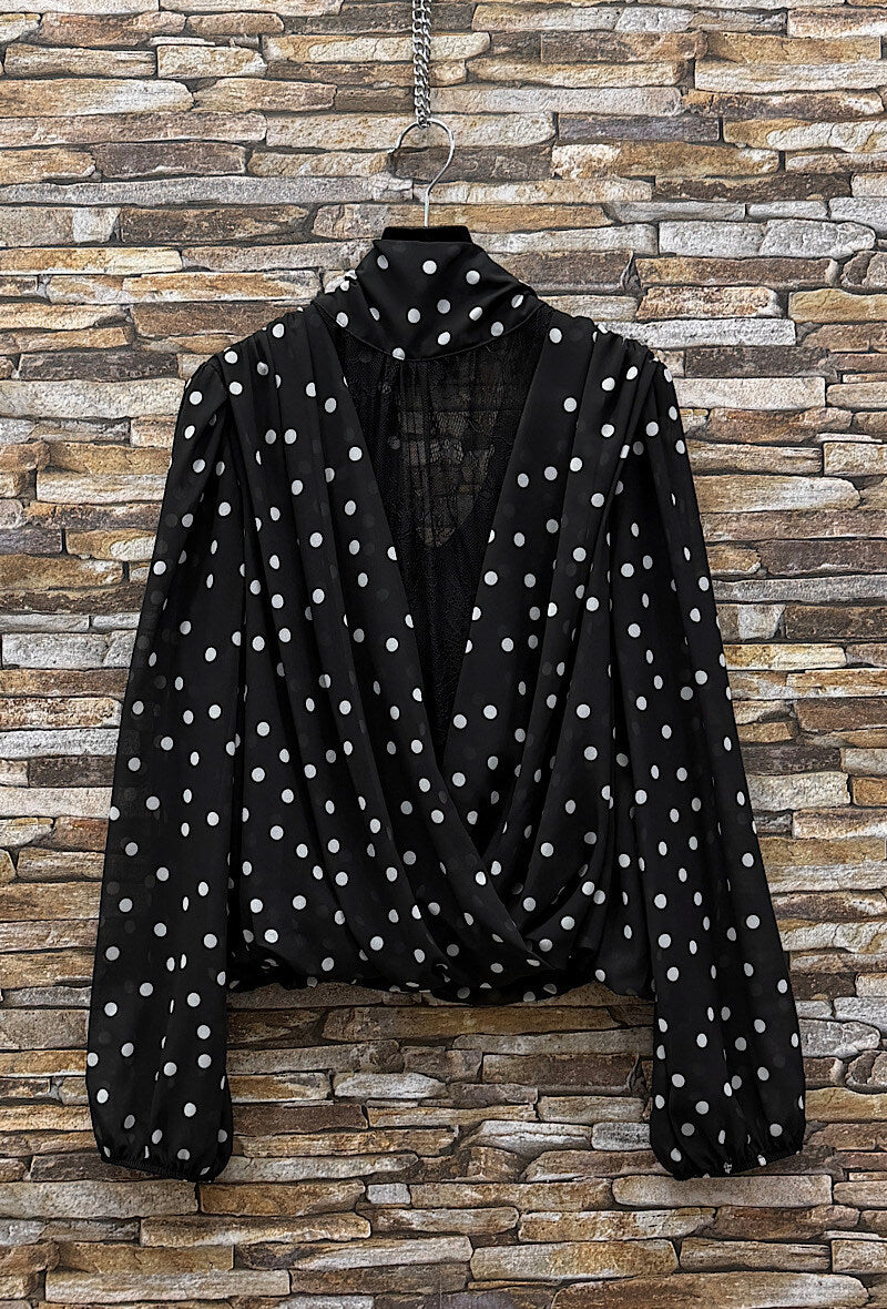 ES147 Black Polka Dot Blouse