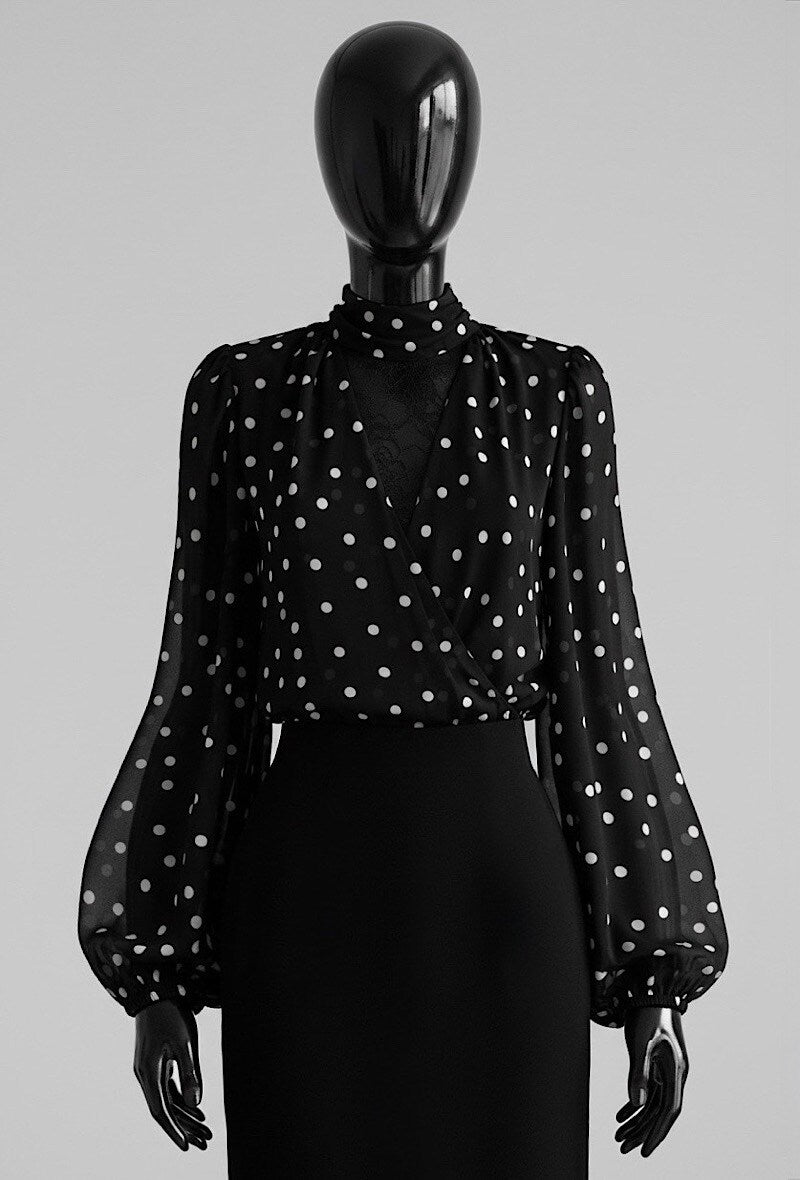 ES147 Black Polka Dot Blouse