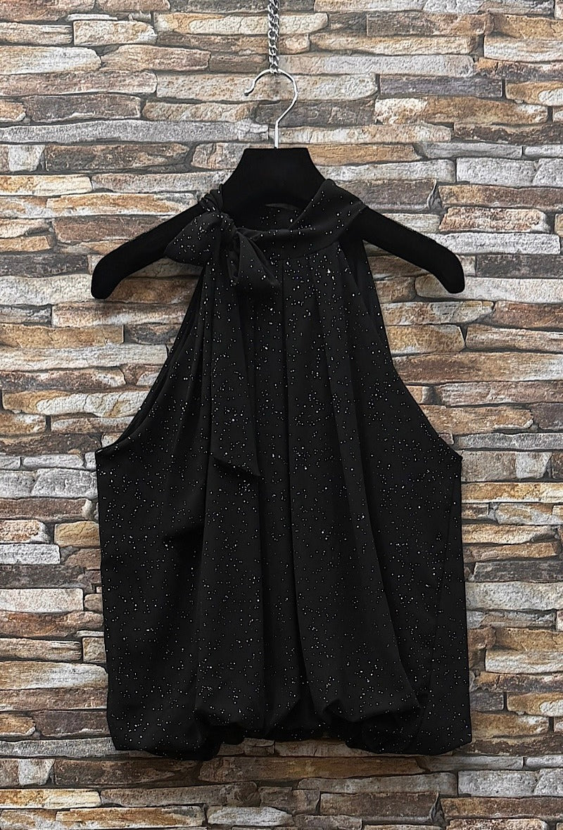 ES152 Black Shimmer Halter Top