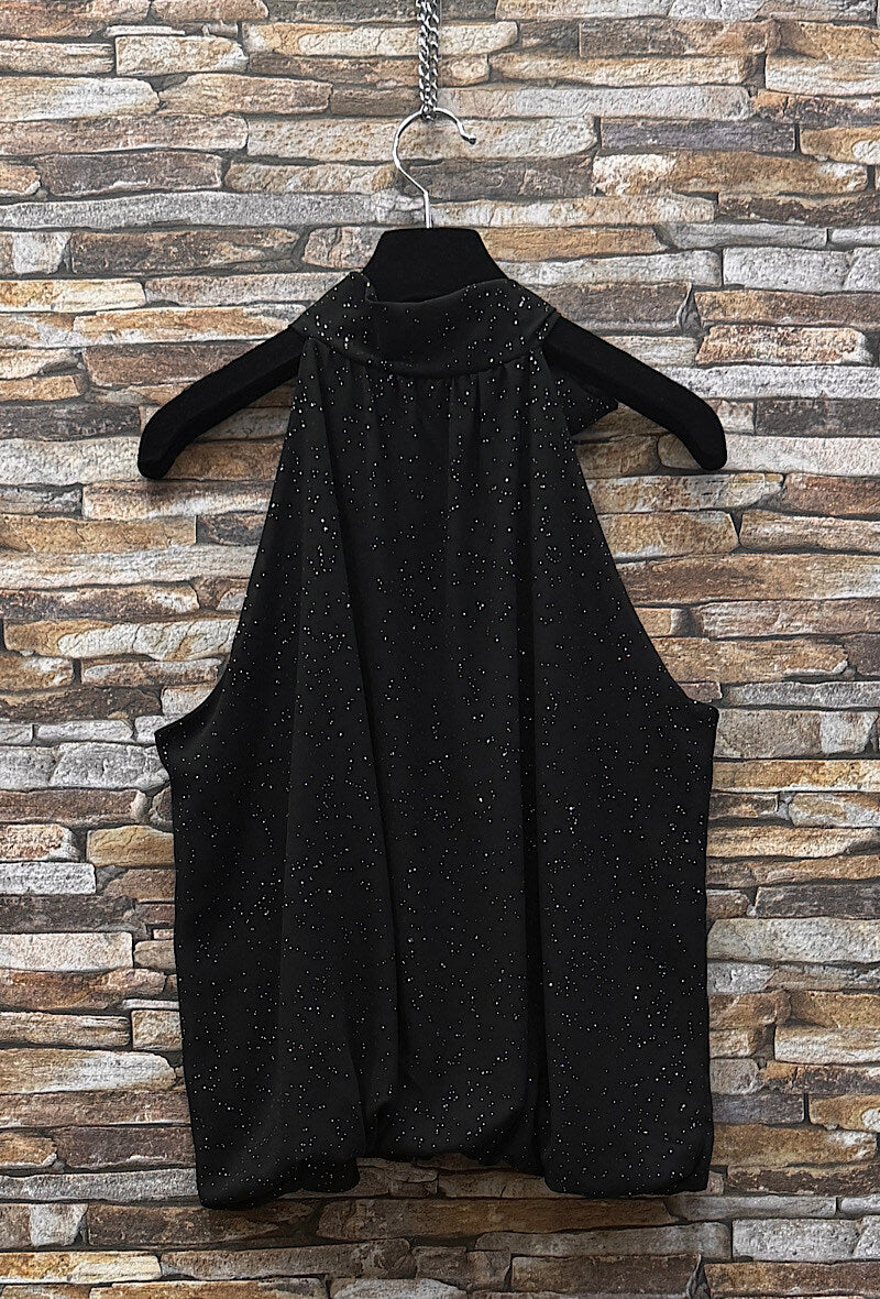 ES152 Black Shimmer Halter Top