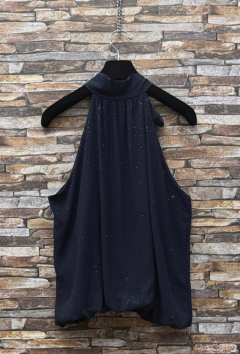 ES153 Navy Shimmer Halter Top