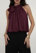 ES155 Burgundy Shimmer Halter Top