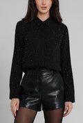 ES156 Black Sparkle Button-Up Shirt