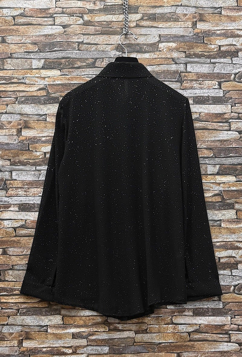 ES156 Black Sparkle Button-Up Shirt
