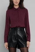 ES159 Burgundy Sparkle Button-Up Shirt