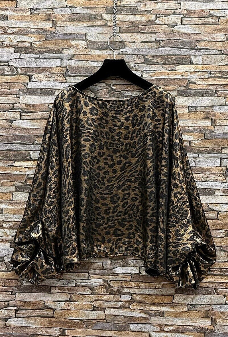 ES167 Gold Metallic Leopard Blouse