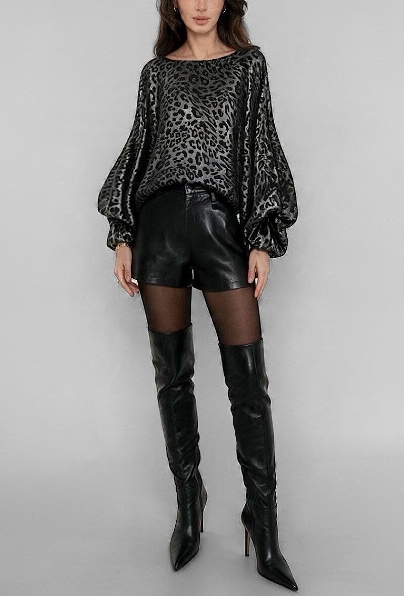 ES168 Silver Metallic Leopard Blouse