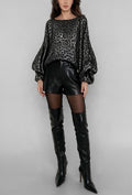 ES168 Silver Metallic Leopard Blouse