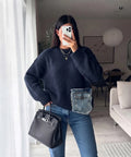 ESTDP7 Navy Mohair Denim-Pocket Sweater
