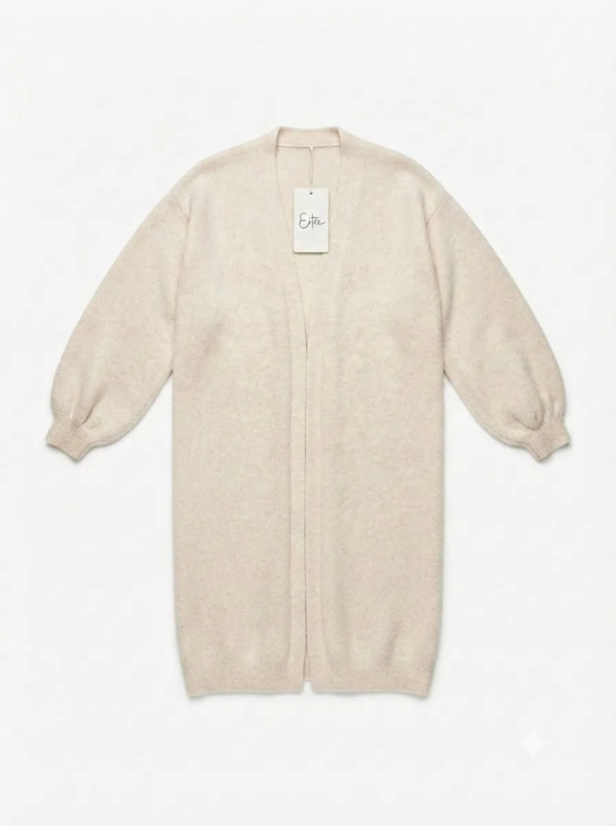 ESTAC2 Ecru Alpaca Puff-Sleeve Cardigan