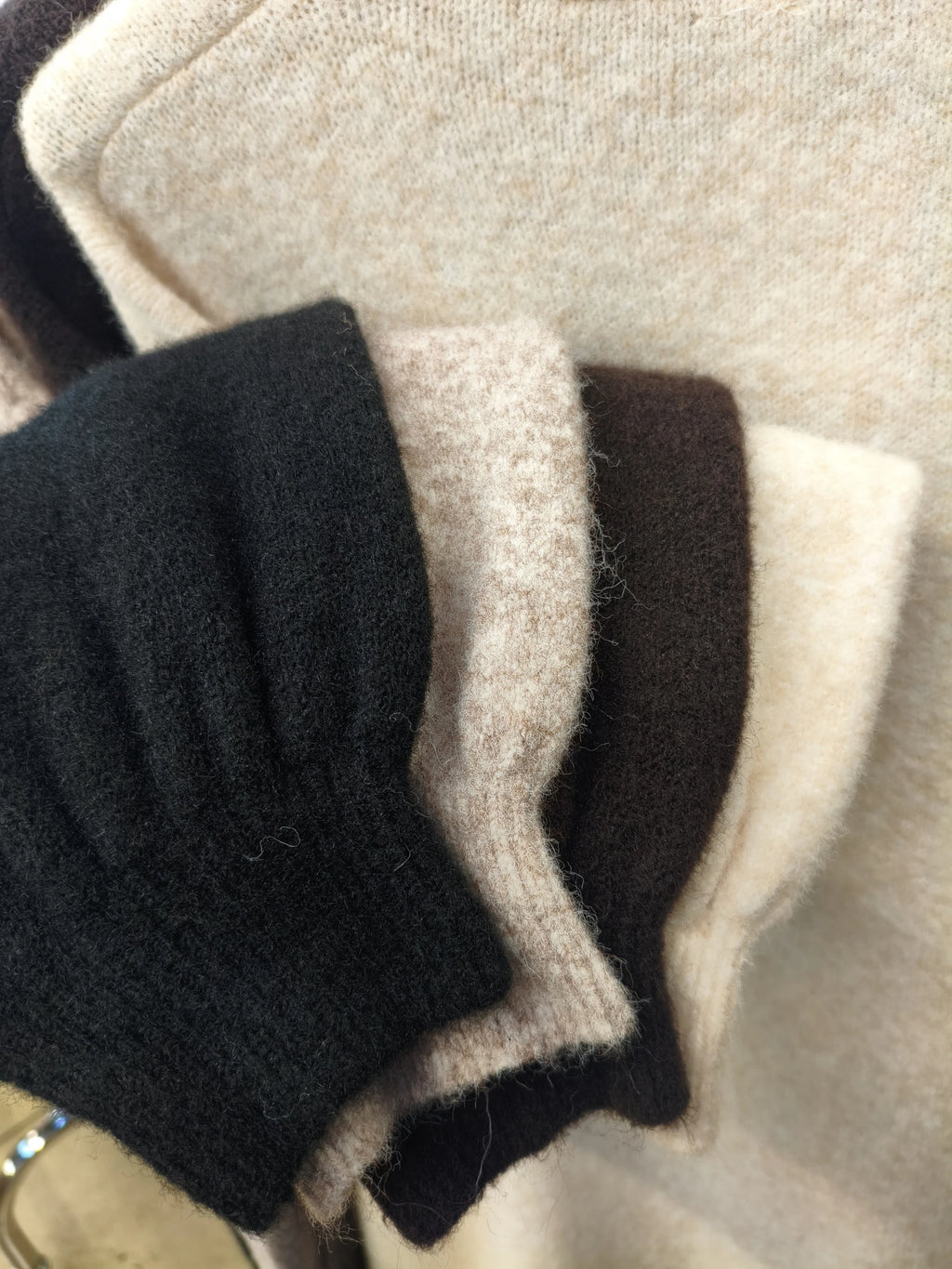 ESTAC2 Ecru Alpaca Puff-Sleeve Cardigan