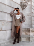 ESTAC4 Mocha Alpaca Puff-Sleeve Cardigan