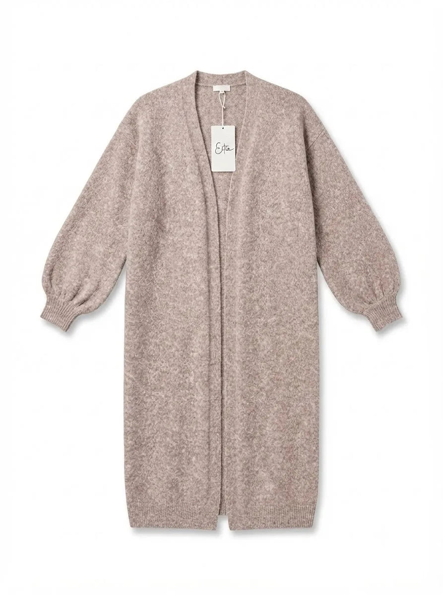 ESTAC4 Mocha Alpaca Puff-Sleeve Cardigan