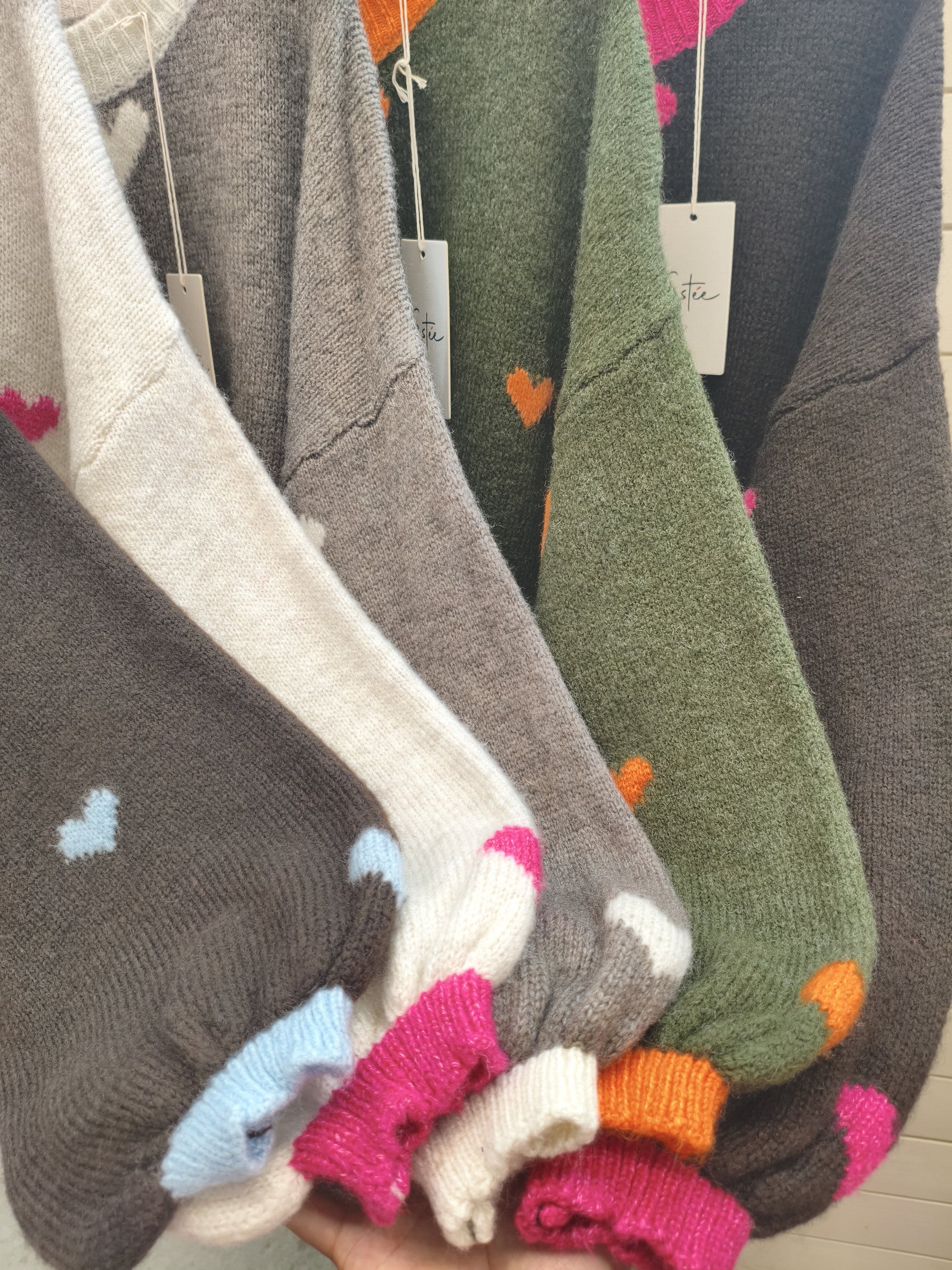 ESTTH1 Chocolate Two-Tone Heart Sweater