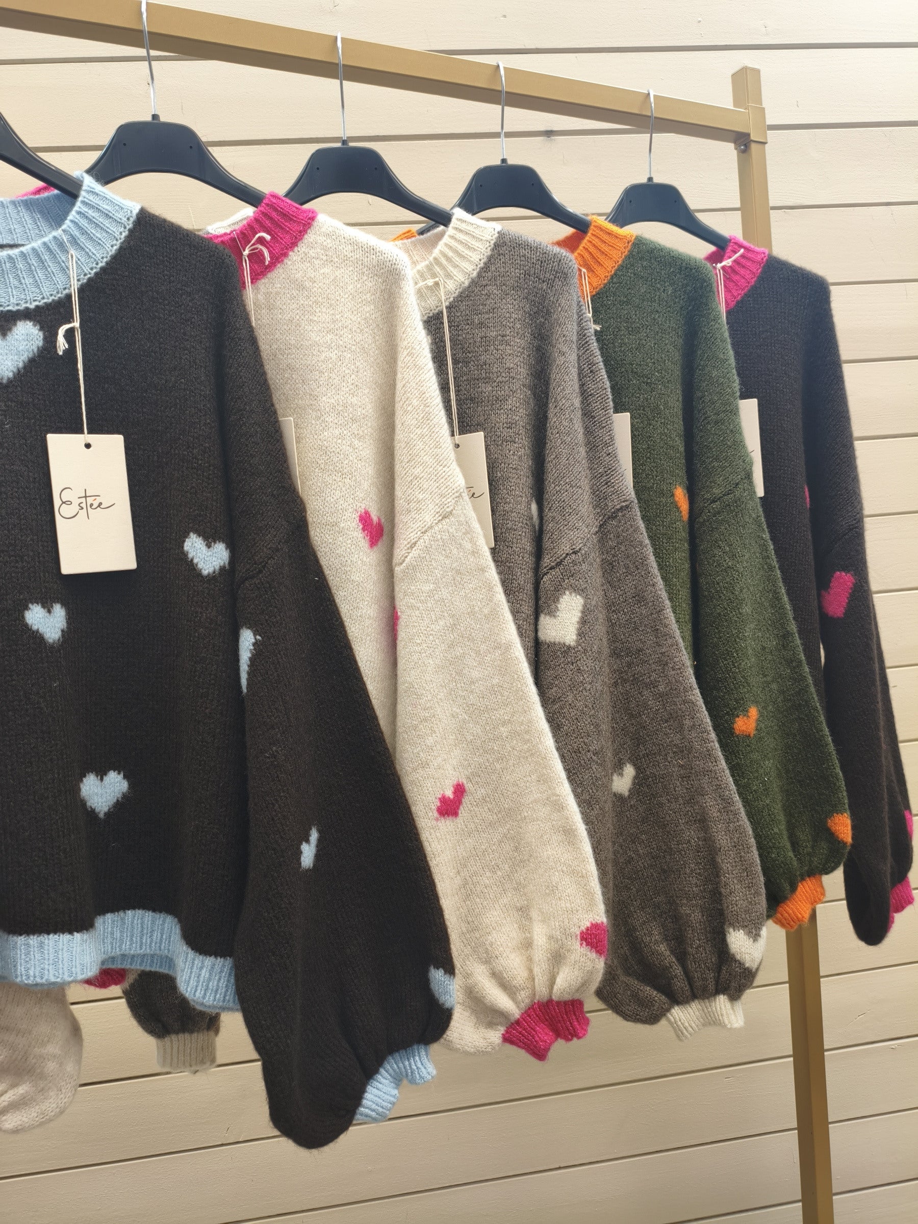 ESTTH1 Chocolate Two-Tone Heart Sweater