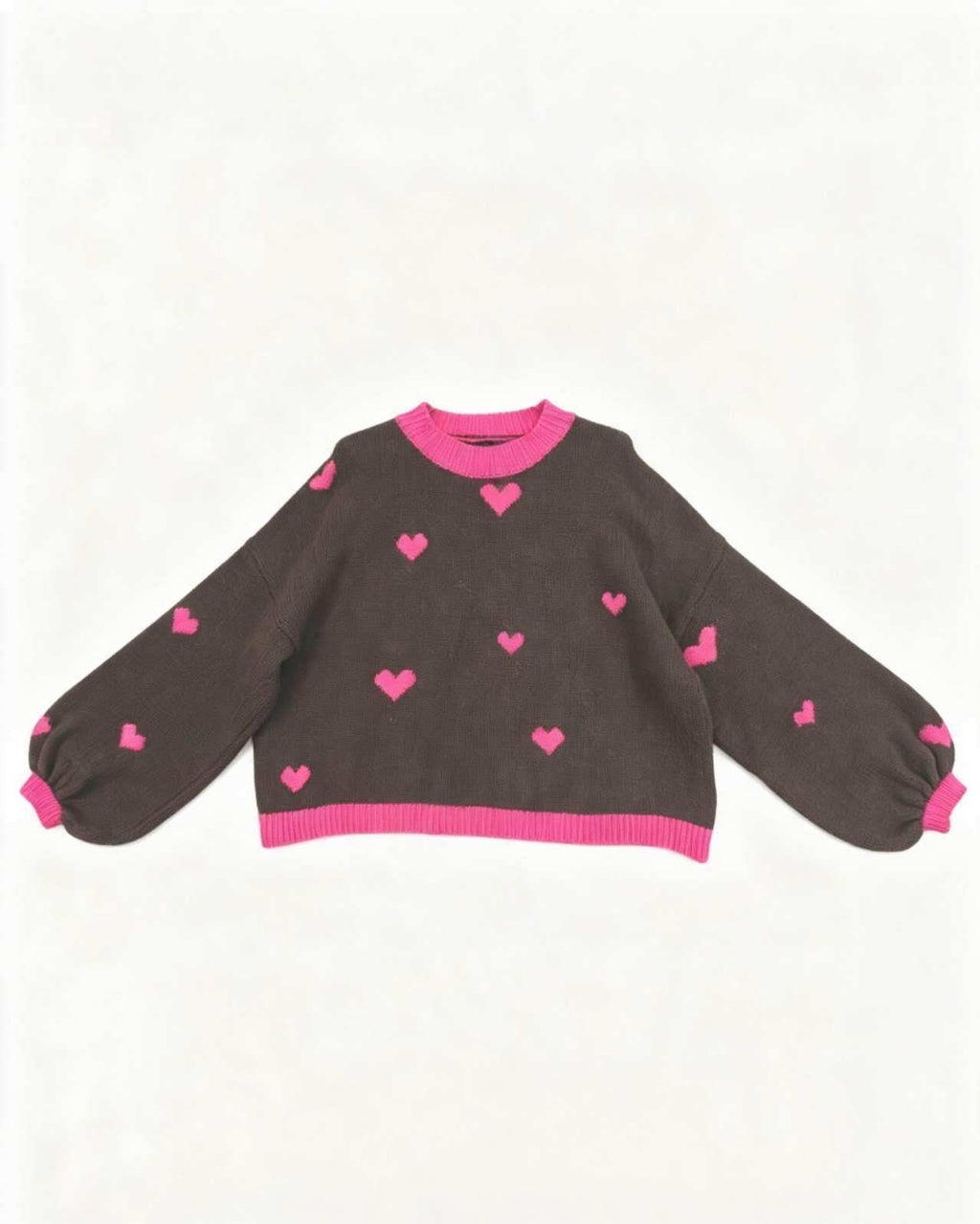 ESTTH4 Fuchsia Two-Tone Heart Sweater