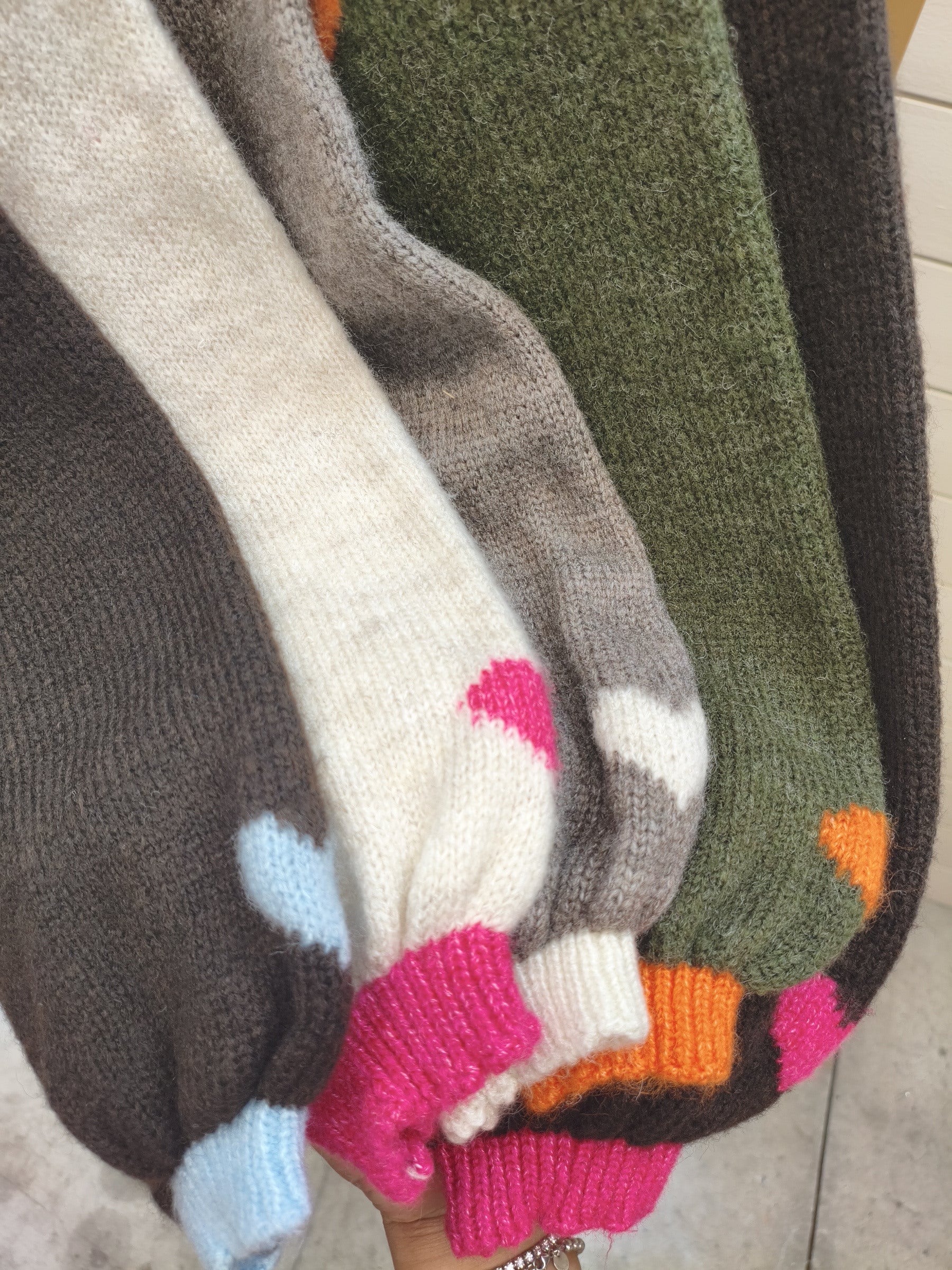 ESTTH2 Taupe Two-Tone Heart Sweater