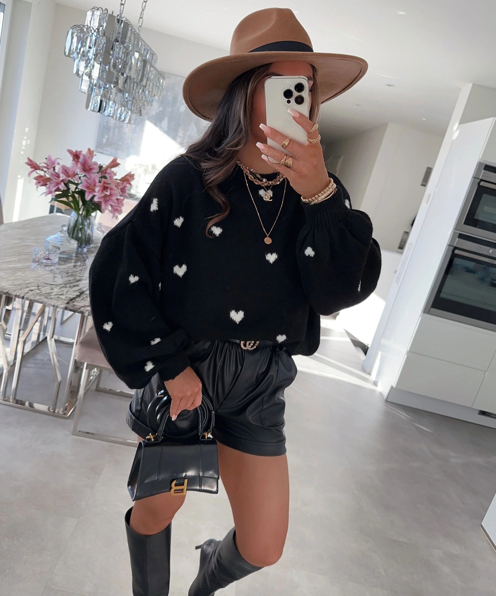 ESTWH1 Black Wool Little-Heart Sweater