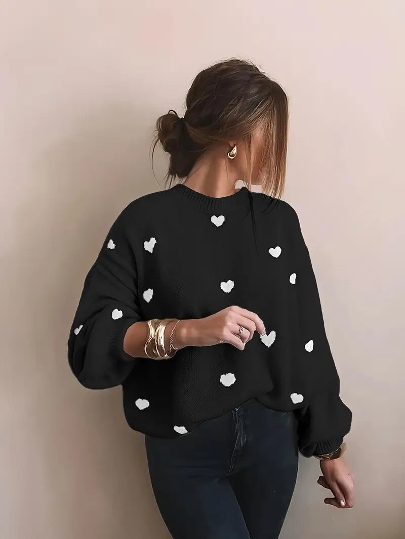 ESTWH1 Black Wool Little-Heart Sweater