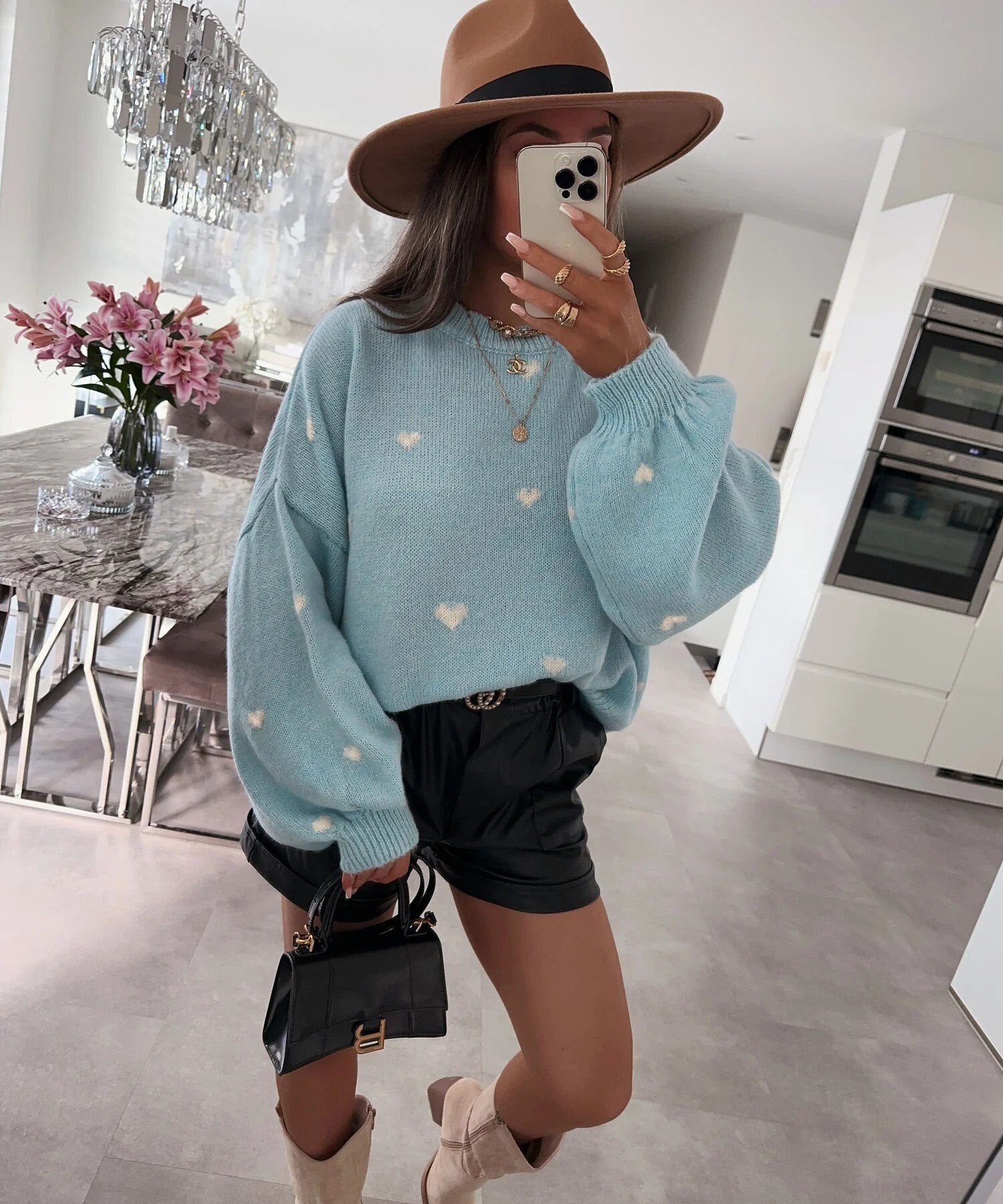 ESTWH5 Light Blue Wool Little-Heart Sweater