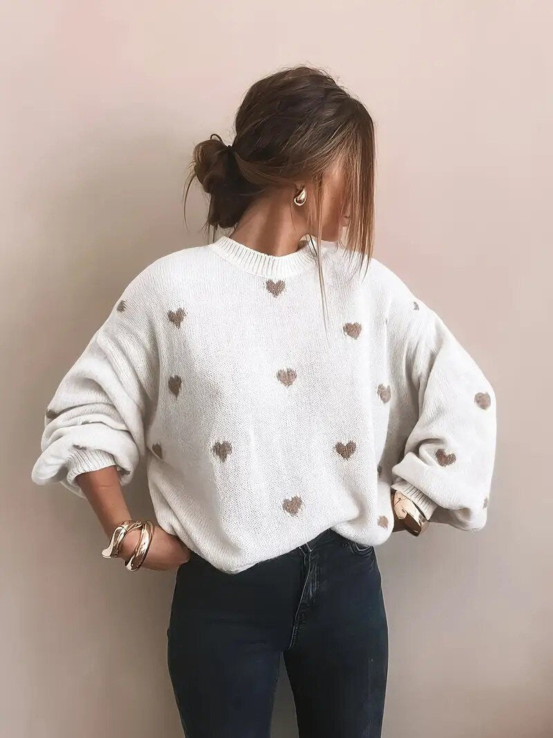 ESTWH4 Taupe Wool Little-Heart Sweater